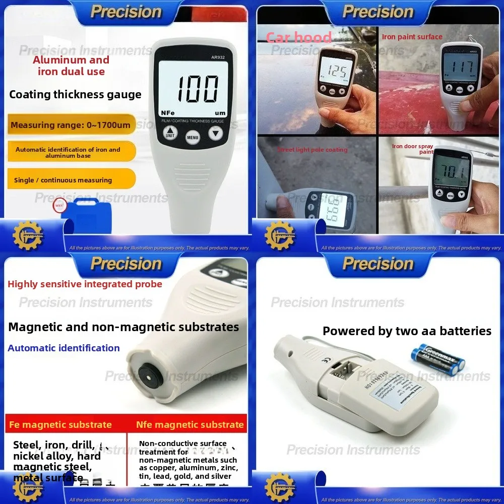 2026 Digital Coating Thickness Gauge for Ferrous and Nonferrous Metals Paint Plating Measurement Automotive Finish Testing