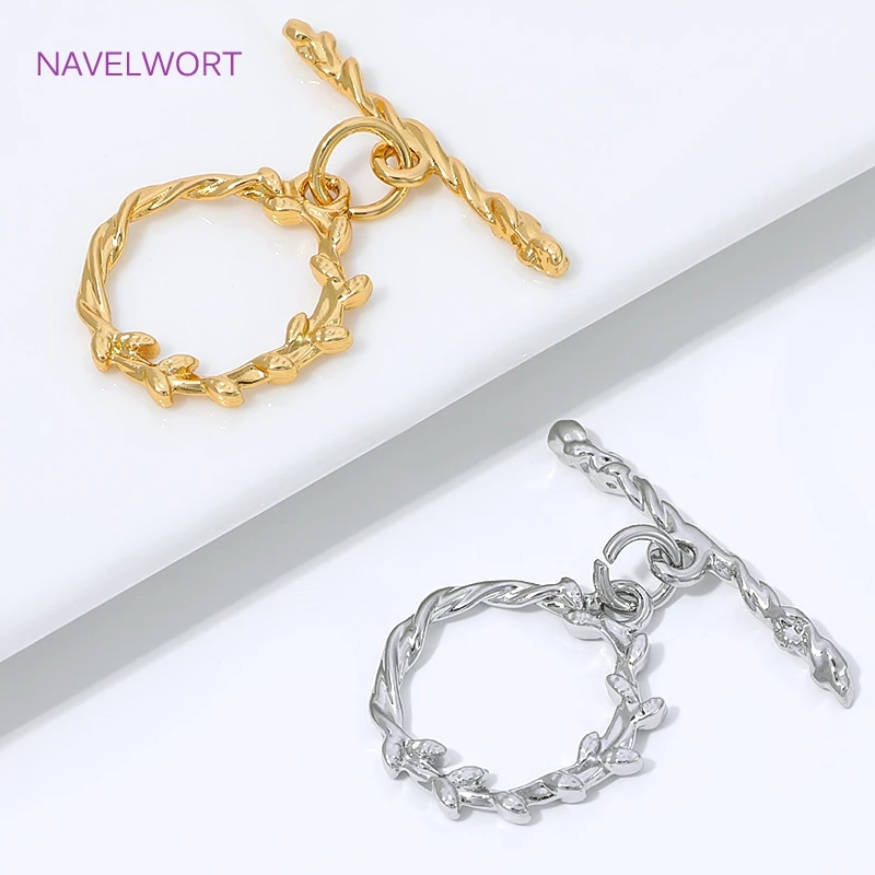 2/4/6 Stück 18K vergoldeter unregelmäßiger Knebelverschluss-Verbinder, Messing-OT-Verschluss für die Schmuckherstellung, DIY-Armbandherstellungsmaterial – Detail 36