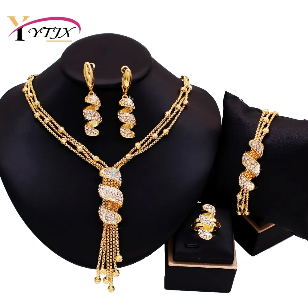 

YTJX Elegant Women Jewelry Set Dubai 18K Gold Plate Multi-layer Beads Necklace Earring Bracelet For Bridal Wedding Gift 2025 New