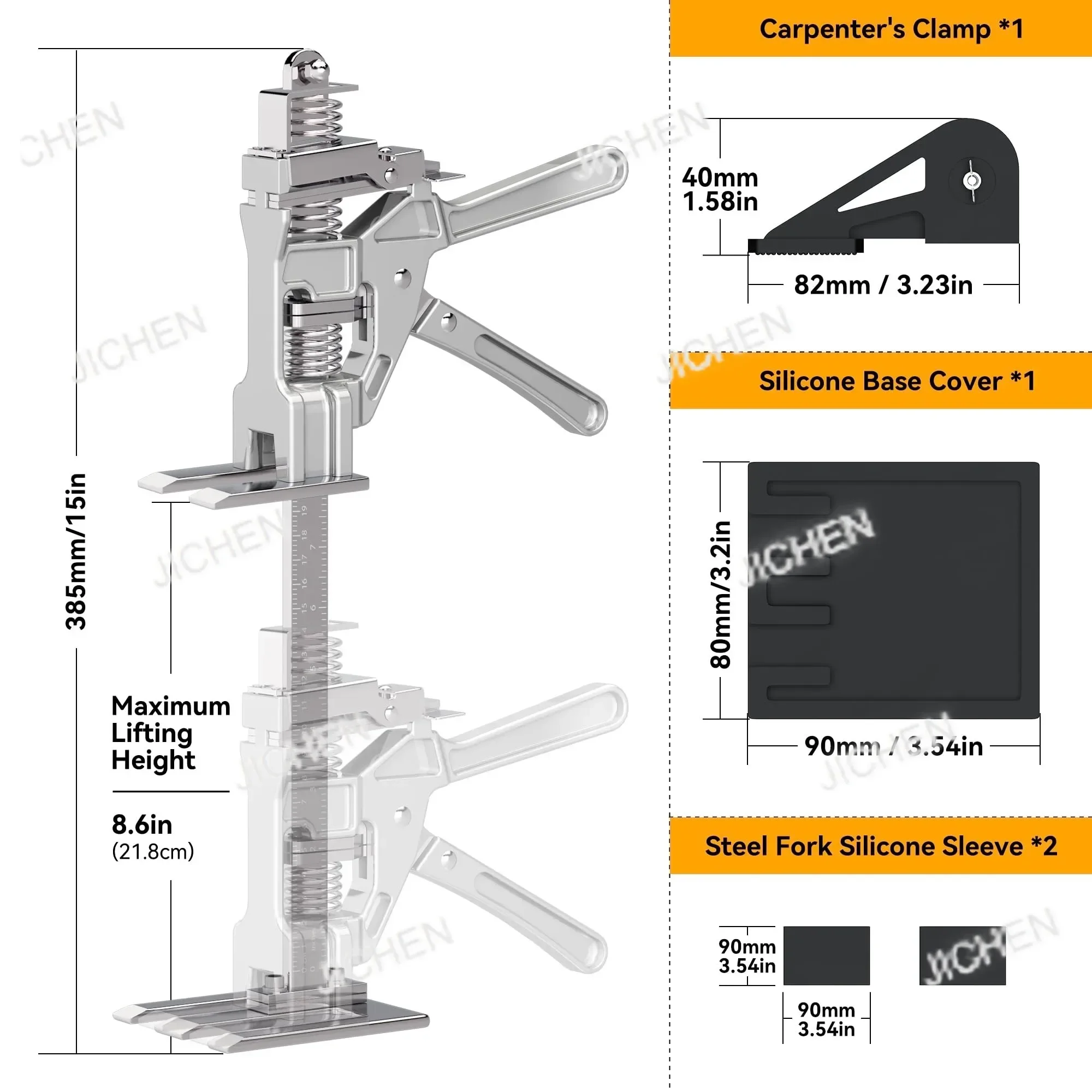 ZQT 2 Packs Labor Saving Arm Jack 15.2 In Hand Lifting Jack With Bag All-Aluminum Body For Mounting Windows Doors Lifting Furni