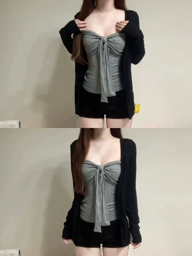 2026 Cute Straps, Sexy Pure Desire, Sweet Babes, Slim Fit and Thin Tube Top Suspenders, Korean Version Slim Fit Cardigan