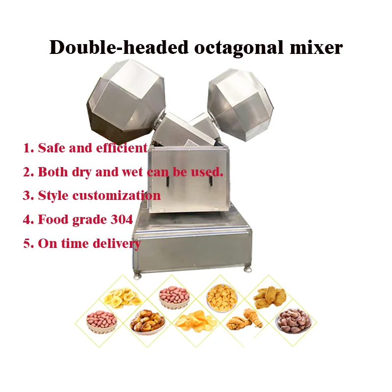 Industrial Octagonal Machine for Crispy Snacks Chips Seasoning Flavoring Fried Food Spices Powder Liquid Mixing Coating New