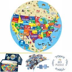 70 Pieces USA Map Jigsaw Puzzles for Adults Home Decor Games Family Fun Floor Puzzles Educational Toys for Kids