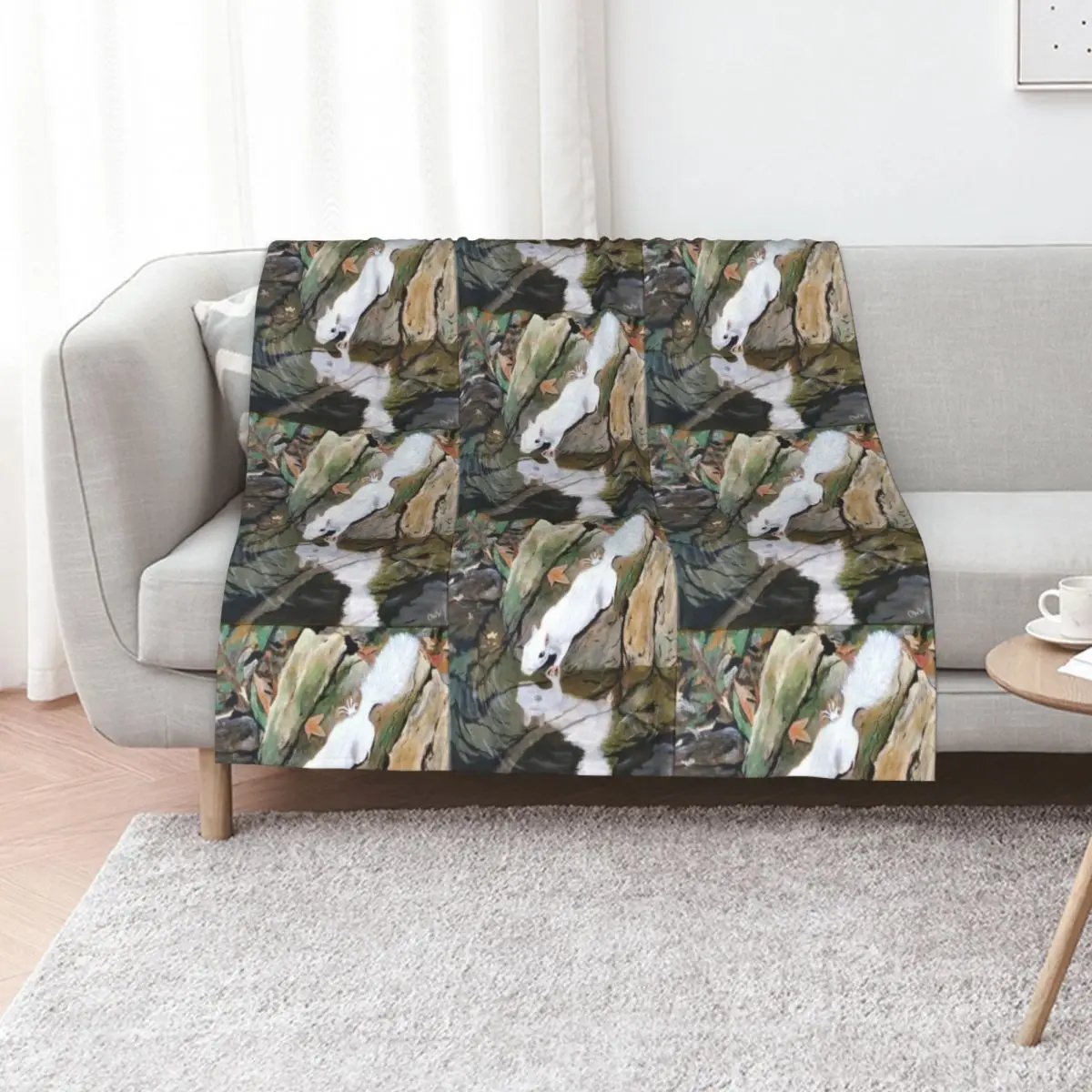 Reflective White Squirrel Throw Blanket Fashion Sofas Plaid on the sofa Single Sofa Quilt Luxury Brand funny gift Blankets