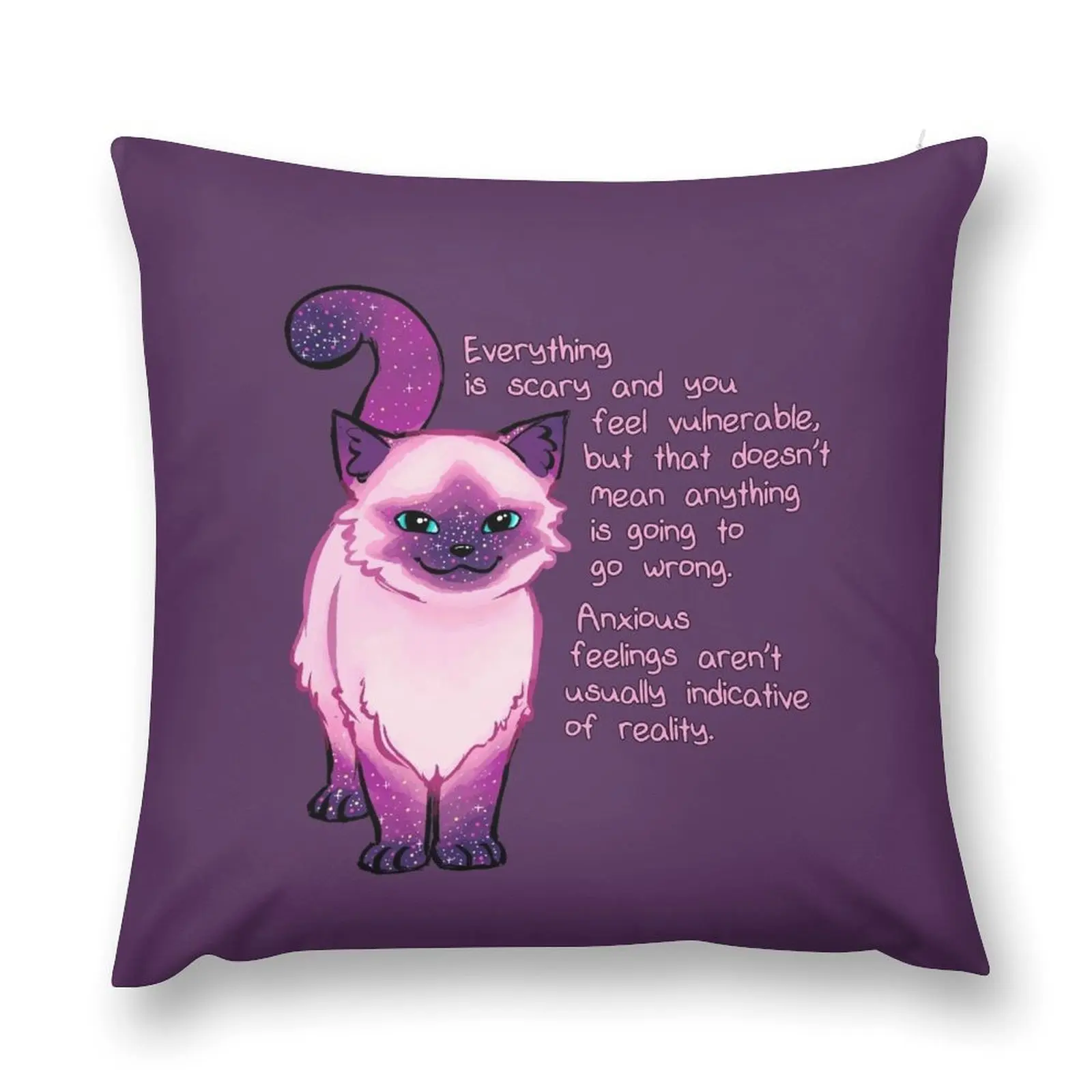 Anxiety Encouragement Galaxy Cat Throw Pillow christmas pillowcases autumn pillowcase autumn decoration pillow