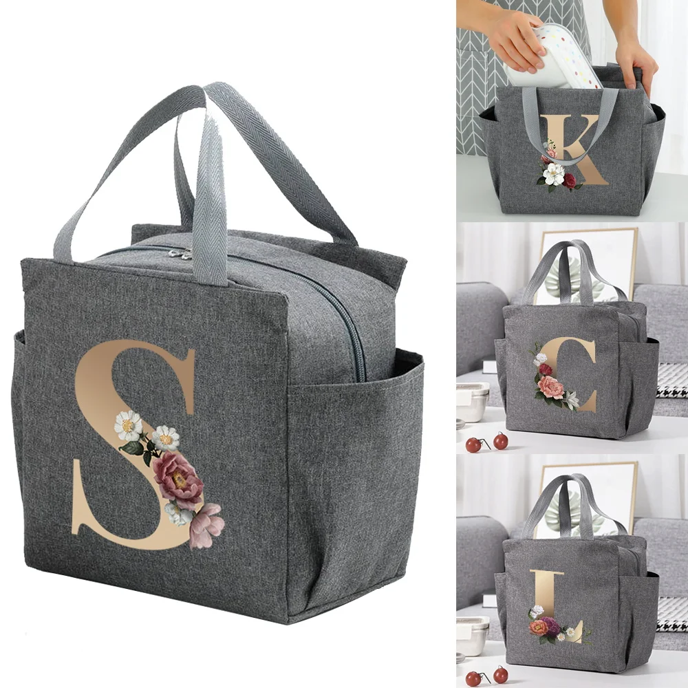 Multifunction Large Capacity Lunch Box Gold Series Printed Cooler Bag Portable Zipper Thermal Lunch Bags Women Picnic Food Packs