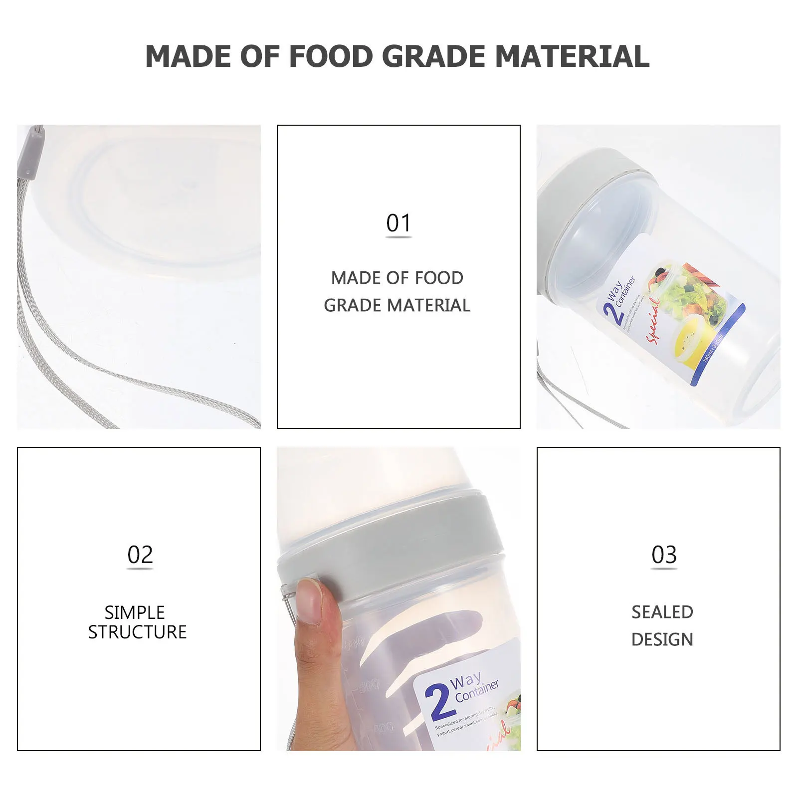 

2Pcs Food Storage Box Sealing Container Plastic Containers Kitchen Bar Supplies Detachable Box Dust Proof Insect Proof