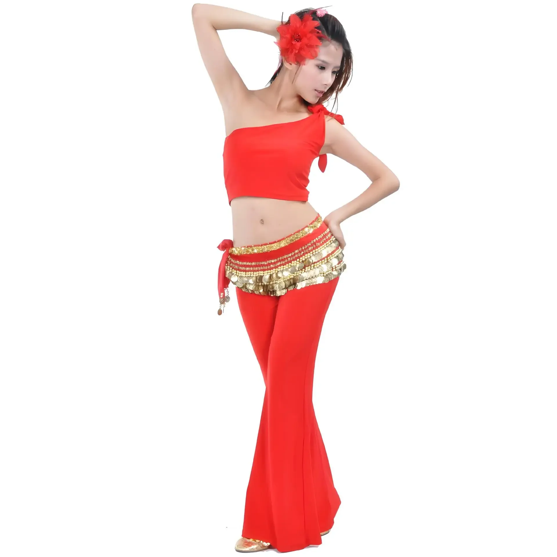 Terno de verão superior + calças de prática roupas prática sapatos de dança do ventre e calças collant fantasia feminina saia de dança do ventre