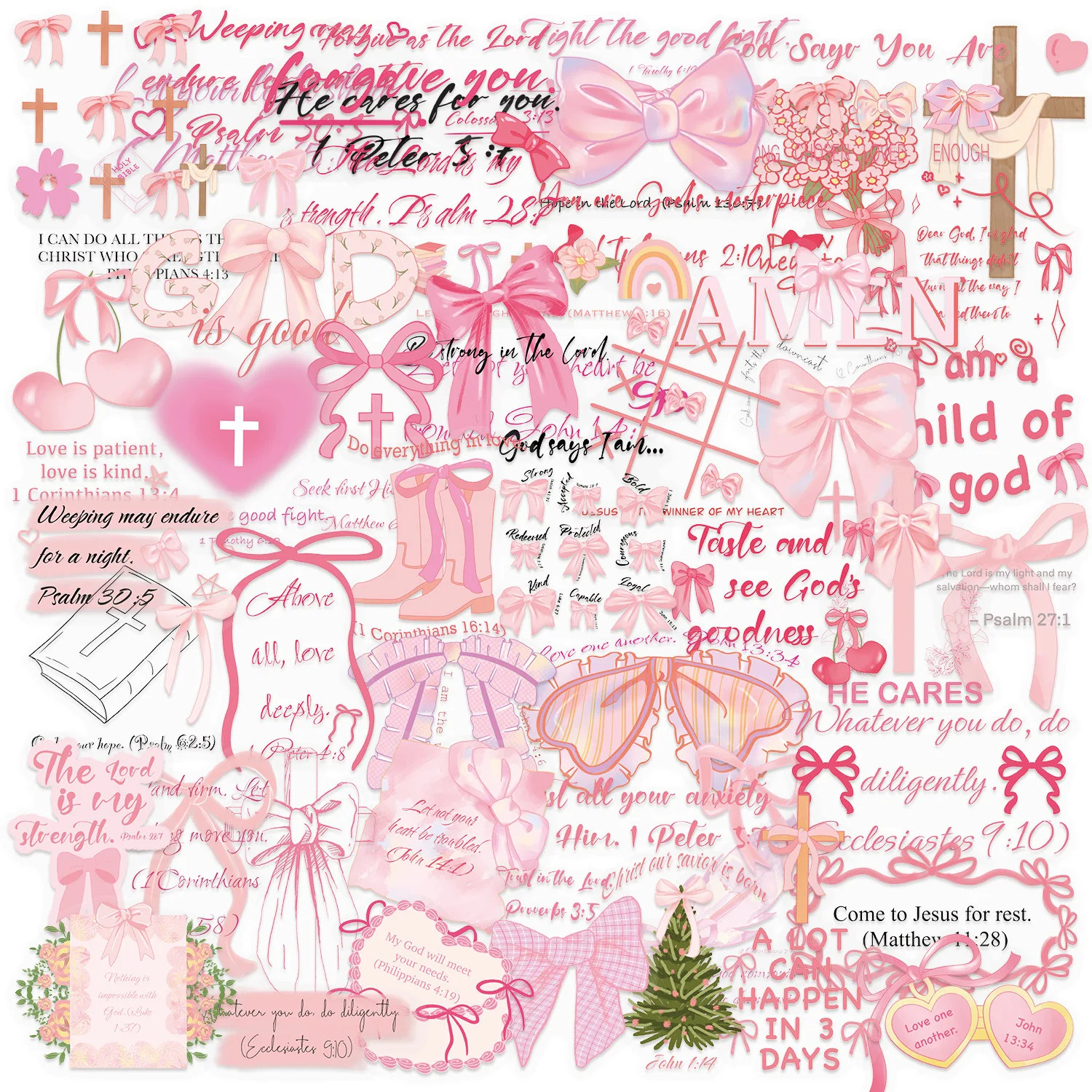 50/100PCS Transparente PET Rosa Fliege Aufkleber Gemalt DIY Telefon Dekorative Notebook Schreibwaren Aufkleber