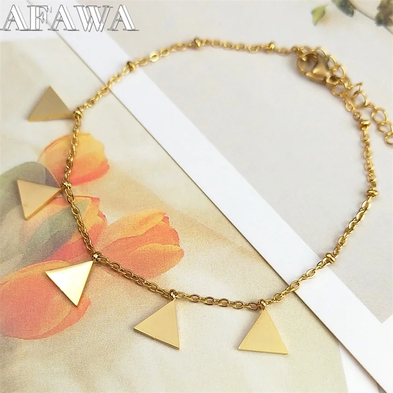 Elegant Geometric Triangle Charm Bracelet for Women Stainless Steel Gold Color Trend Aesthetic Chain Bracelets Jewelry