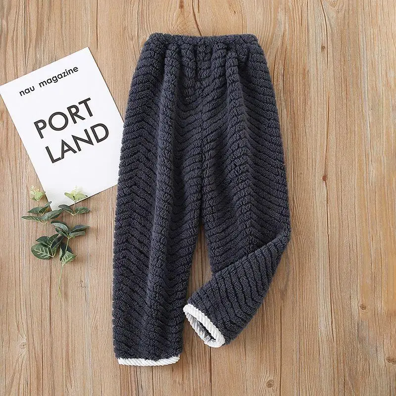 Girl Thicken Coral Fleece Pants Boy Winter Autumn Keep Warm Pajamas Homewear Child Versatile Kawaii Fashion New Casual Clothing