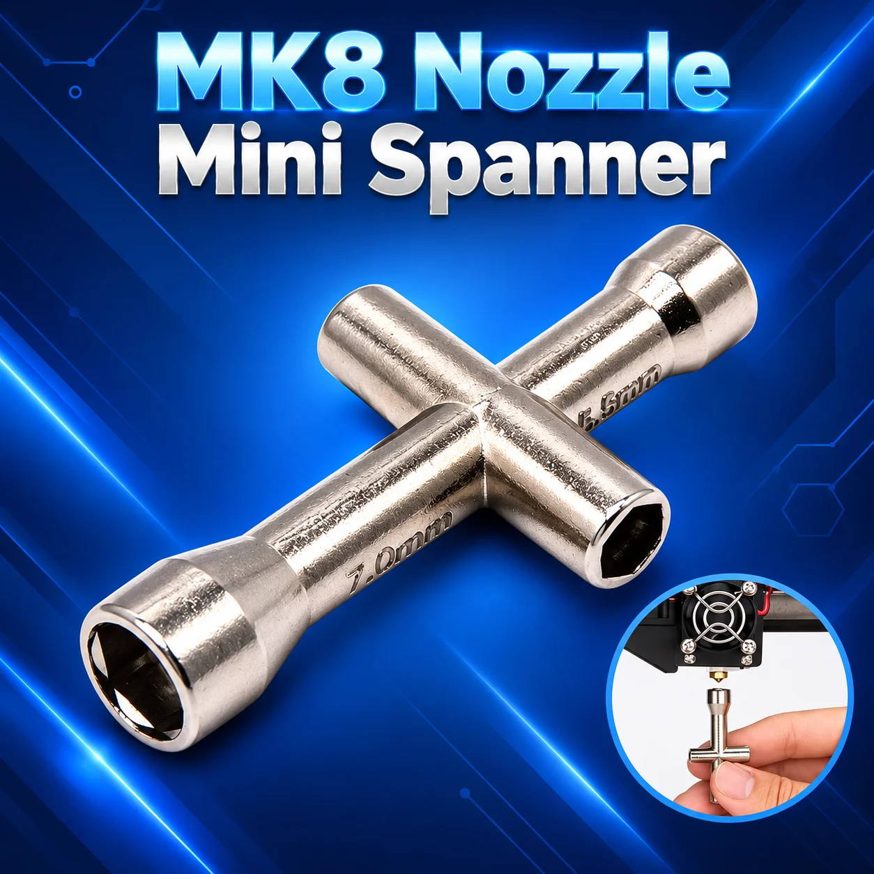 MK8 Nozzle Mini Spanner M2 M2.5 M3 M4 Screw Nut Hexagonal Cross Wrench Sleeve Socket Maintenance Model Wheel Toolench