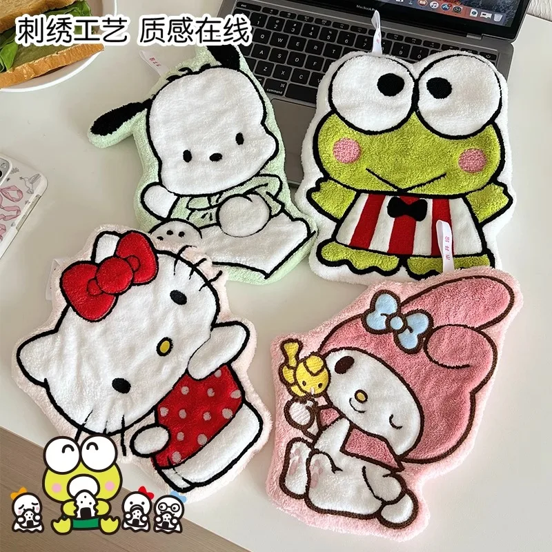 Sanrio Hello Kitty My Melody Pochacco Cartoon Cute Hand Towel Water-Absorbent Coral Fleece Kitchen Decor Quick-Drying Kids Towel