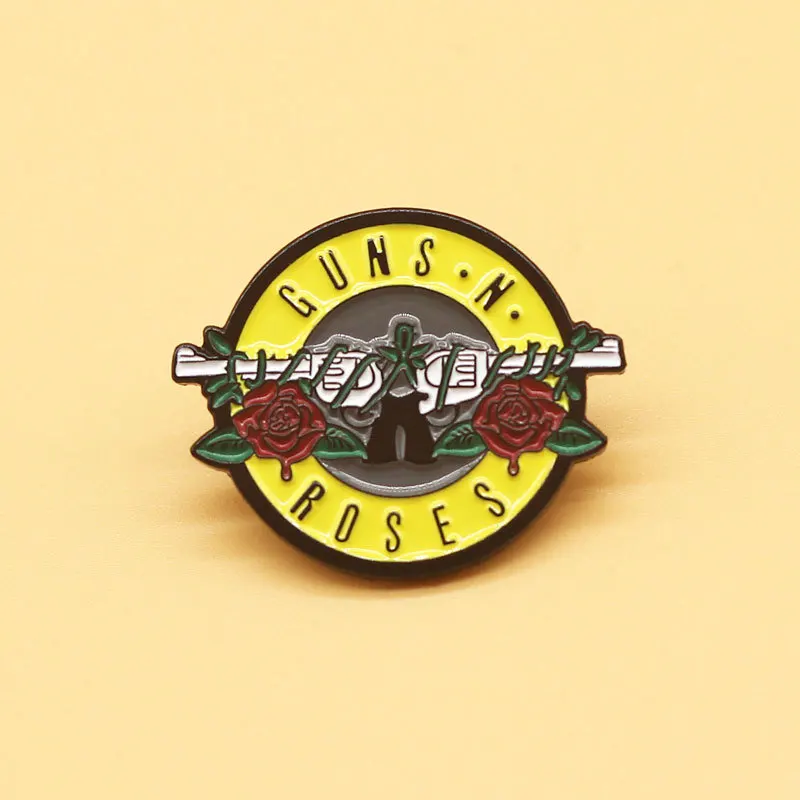 Pin de solapa esmaltado de la banda de Rock Guns N' Roses, insignia coleccionable, regalo para un amigo, joyería adorna mochila, sombrero, broches de cuello