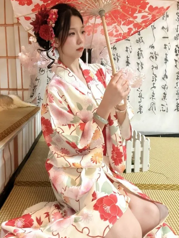 

Traditional Japanese Kimono Style Photography Costume Girls Bathrobe Dress Photography Shoot Traditional Ethnic Women's Wear