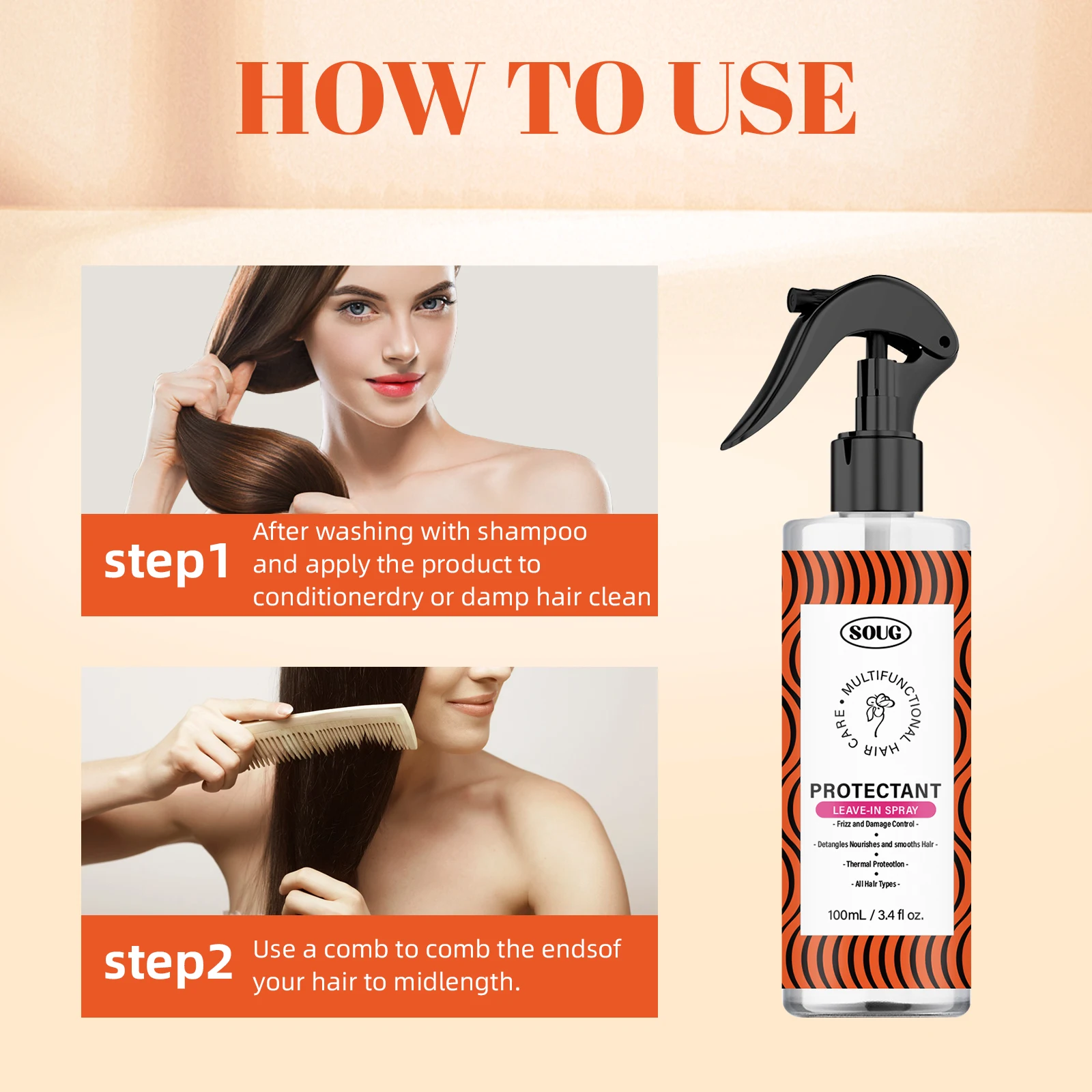 100 مل بخاخ تترك الشعر بزيت الأركان للتحكم في التجعد وحماية الحرارة لجميع أنواع العناية بتقوية مع زيوت جوز الهند وعباد الشمس #5