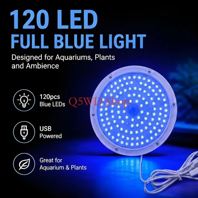 Q5WD Portable Blue LED Light with 120 LEDs, USB Cable Control and Stand for Face and Body Beauty Lighting Use Areas