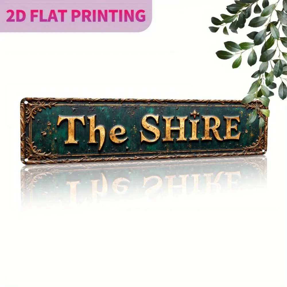 لافتة حائط معدنية عتيقة من The Shire - ديكور ألومنيوم ذهبي ريفي مقاس 15.75 بوصة × 3.94 بوصة متين وسهل التركيب للمنزل والمقهى والمرآب G #2