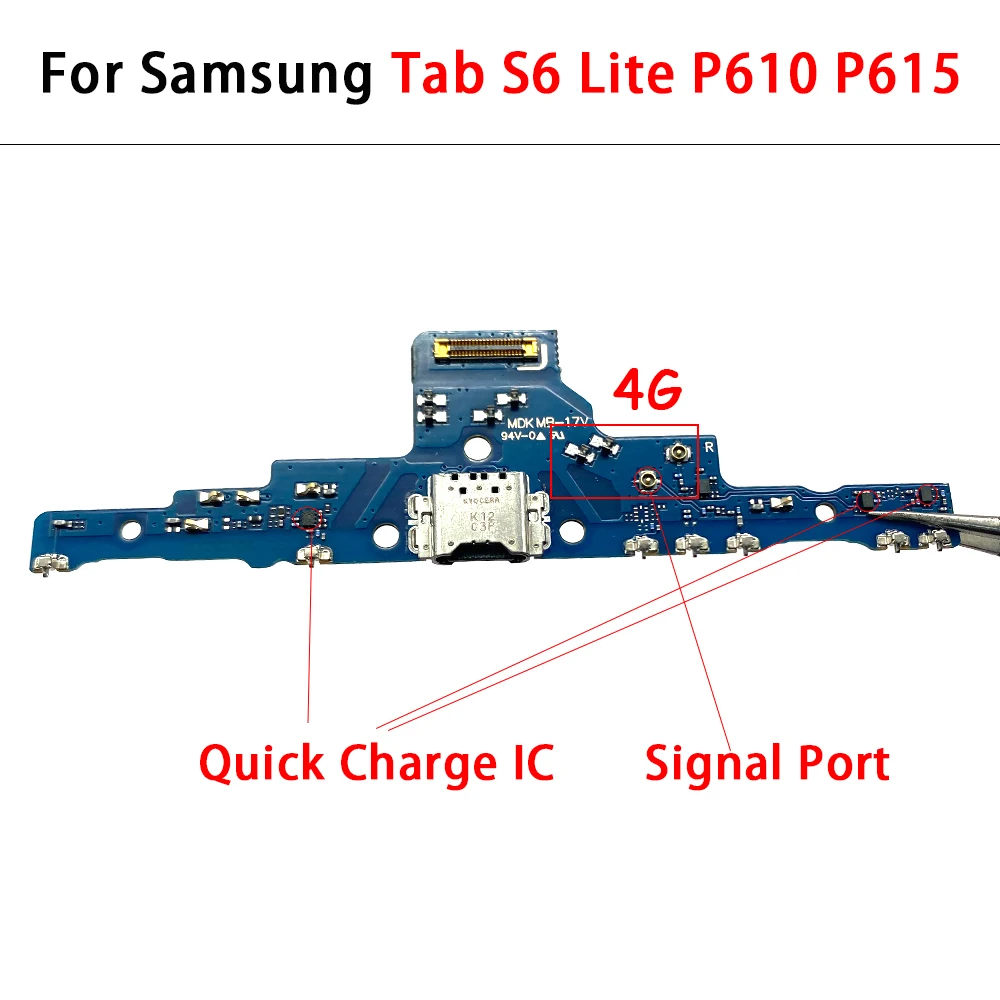 테스트 완료 충전기 보드 PCB 플렉스, 삼성 탭 S6 라이트 P610 P615 USB 포트 커넥터, 도크 충전 리본 케이블