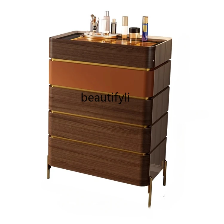 

Italian light luxury bedside cabinet bedroom storage modern simple painted solid wood living room wall storage cabinet