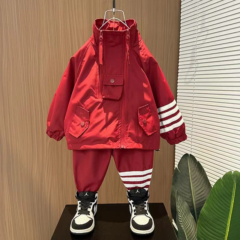 Boys Spring and Autumn Sports Set 2024 New Fashionable Children\'s Casual Clothing Handsome Boys Two Piece Set