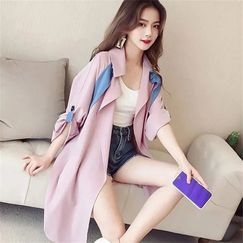 Women's Trench Coat Korean Version Spring Autumn Windbreaker 2025 New Thin Chic Cardigan Jacket Female Outerwear Top