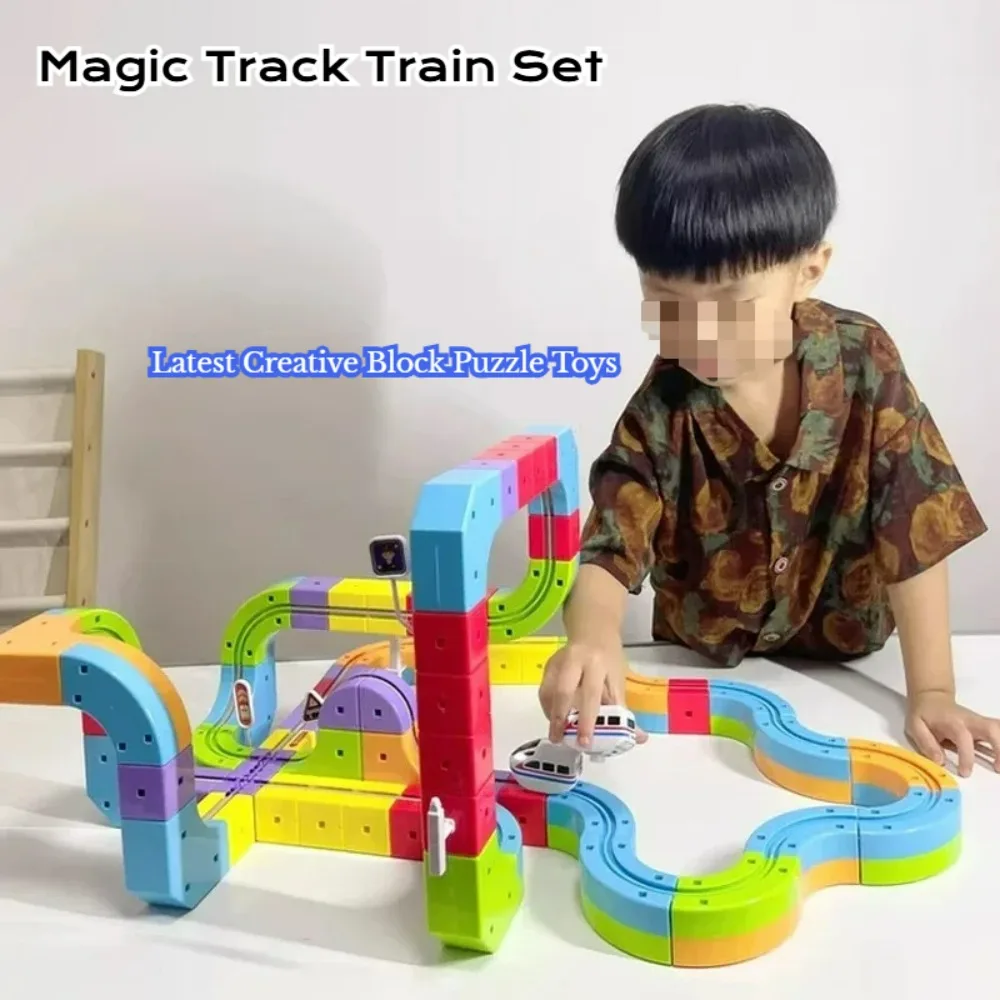 

New Latest Educational Toys 51/123pcs Assembly Magic Track Train Set Children'S Toys Non-Remote Control Rail Car Gift Box