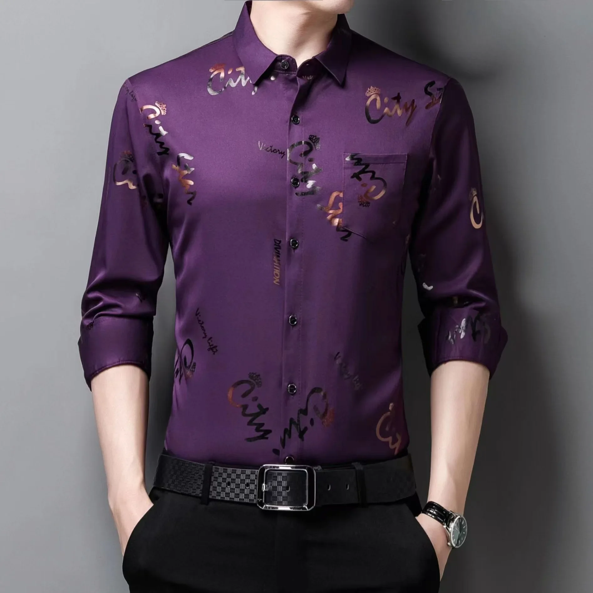 

Spring Autumn Fashion Slim Long Sleeved Shirt For Men Korean Business Casual Men Dress Shirt Plus Size Men's Clothing Shirts