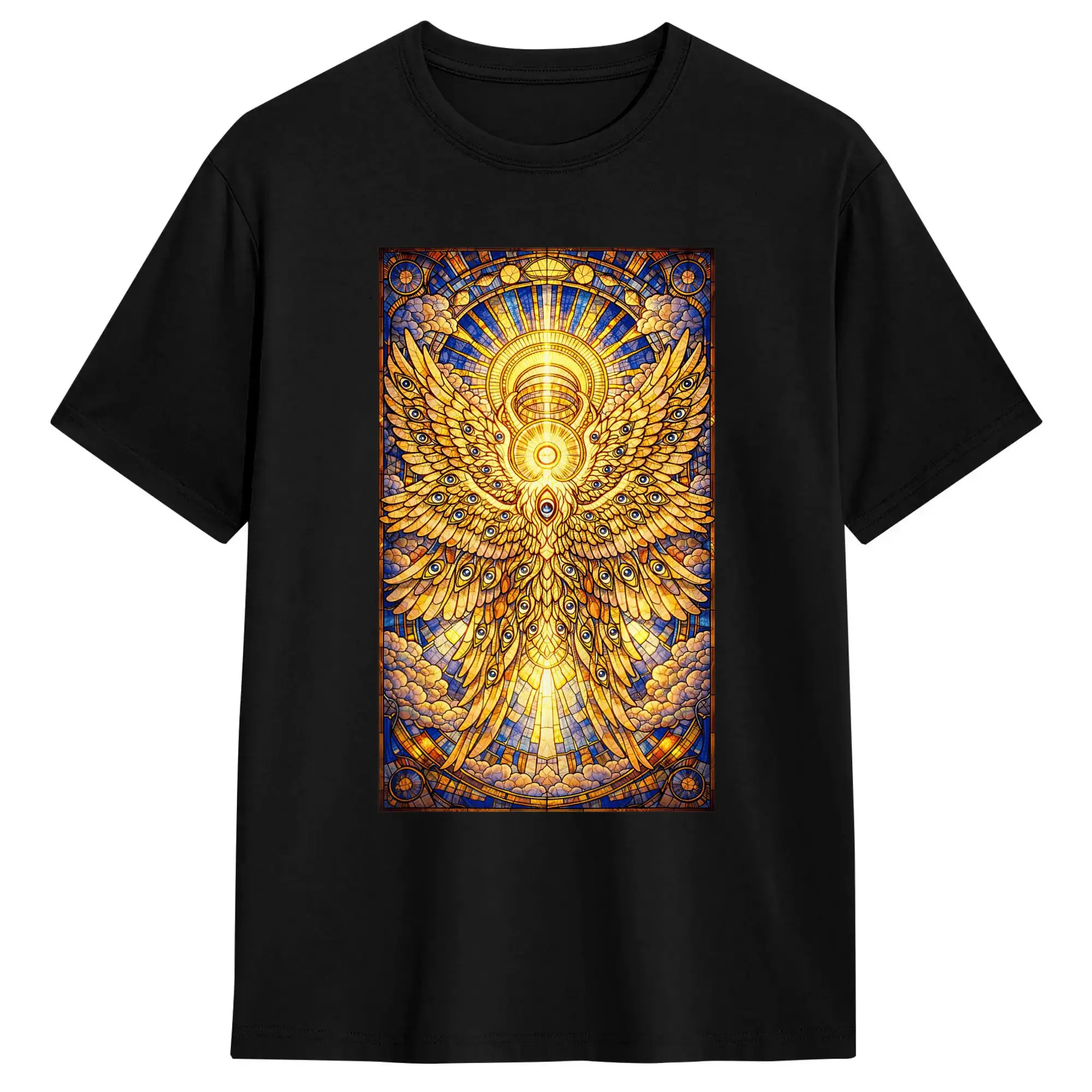 Biblically Accurate Angel Seraphim Stained Glass T Shirt Summer  Cotton T-Shirts For Men Popular Custom Tee Shirt Short Sleeve