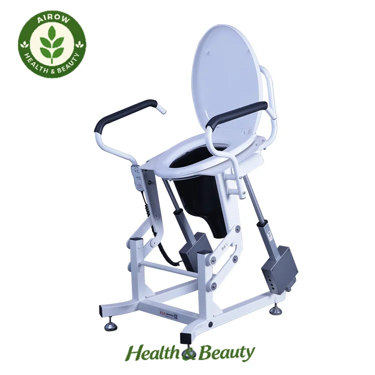 AIROW Transfer Lift Chair MCombo Electric Toilet Seat Lift with Padded Handles, Power Elevated Toilet Seat Riser with Arms