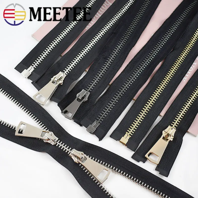 Meetee 1Pc 70/80/90/100cm 10# Open-End Metal Zippers For Jacket Garment Decor Zipper Repair Kit DIY Bags Sewing Accessories