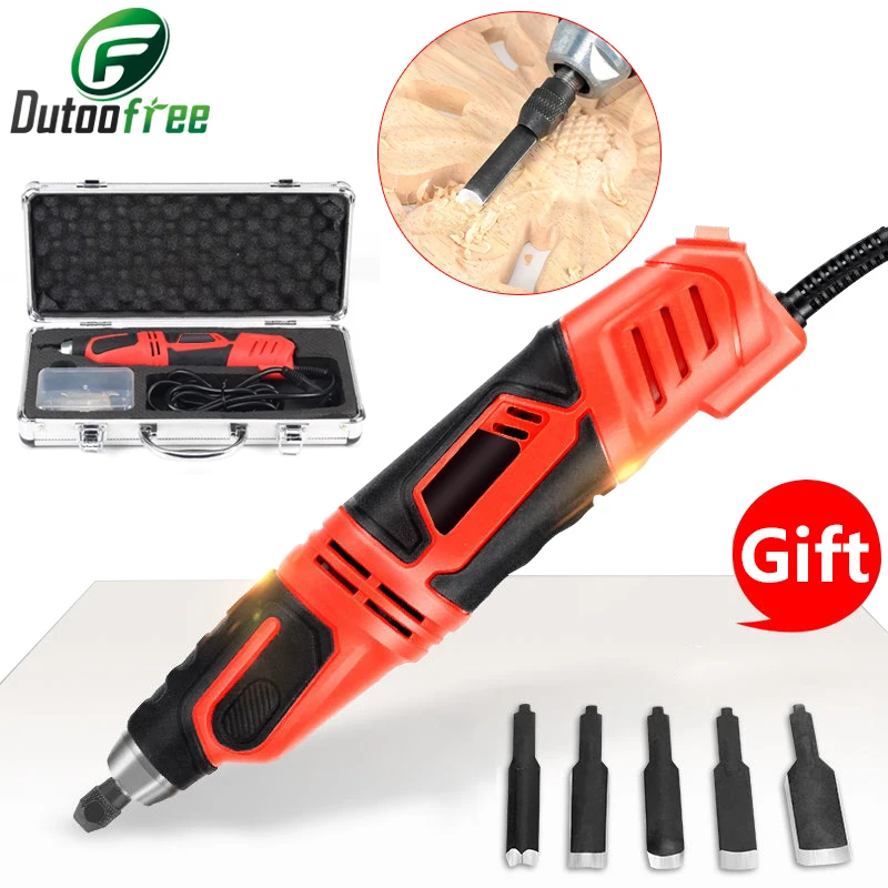 50W Electric Engraving Machine Wood Carving Chisel Carpentry For Bonsai Stump Repair Small Carved DIY Electrical Tools With Box