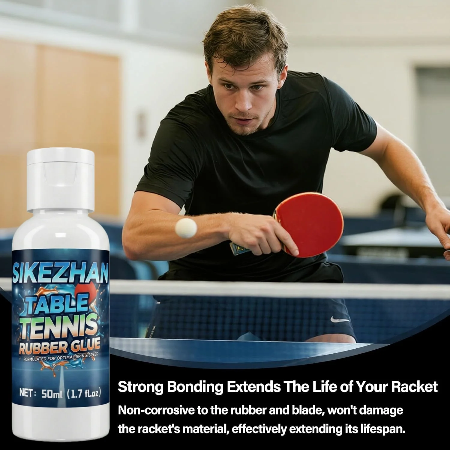 Professional Table Tennis Glue - Quick Dry Inorganic VOC-Free Adhesive for Racket Rubber & Blade | Strong Bond, High Elasticity