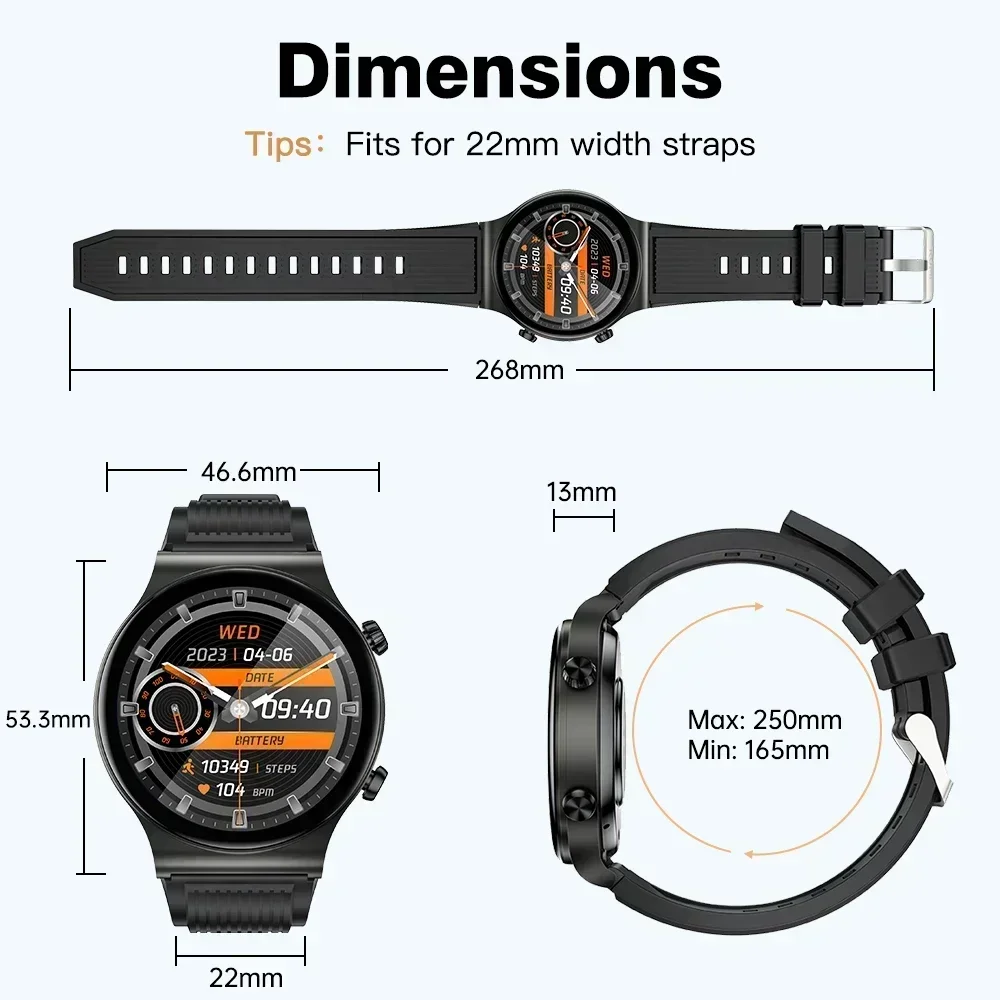 ساعة ذكية KUMI GT5 Pro+ بشاشة 1.39 بوصة عالية الدقة 270+ قرص رائع 20 يومًا في وضع الاستعداد الطويل ومكالمات بلوتوث IP68