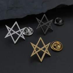 Hexagonal double triangle gold-plated badge, men's suit brooch, black lapel pin, clothing accessories set, boyfriend gift