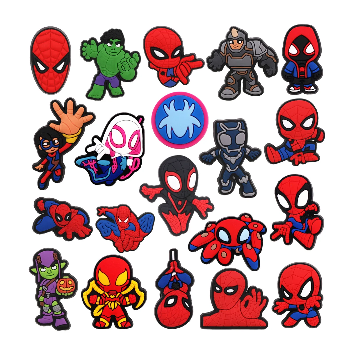 1 pièces MINISO PVC dessin animé Spider Man Noir chaussures breloques sabot broche accessoires Spider Gwen sandale boucle décorations ajustement garçons cadeau