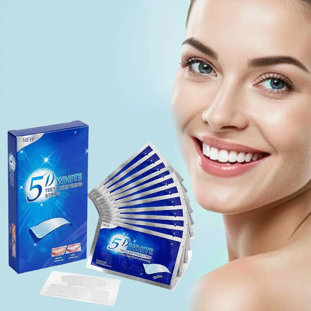 28pcs 5D Teeth Whitening Strips Professional Pap Whitening Enamel Safe Mint Flavor Oral Hygiene Reduce Sensitivity Oral Care