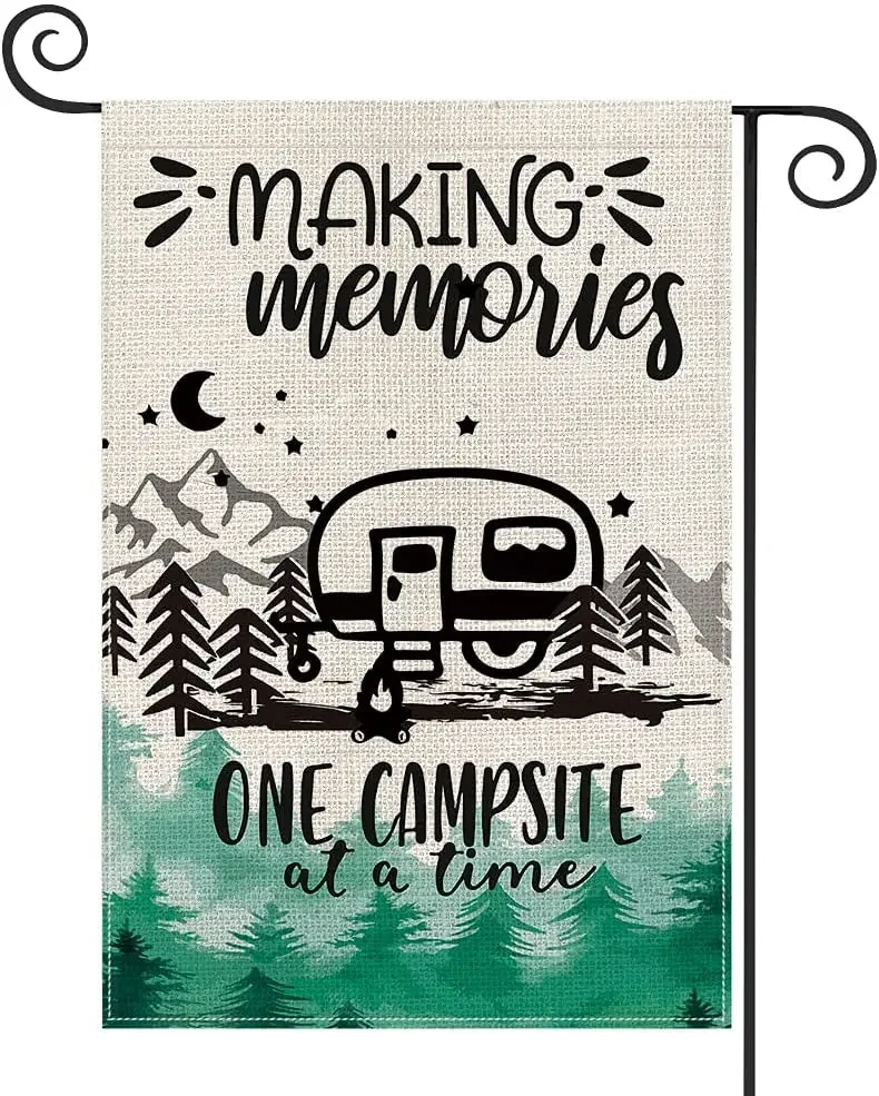 Making Memories One Campsite At A Time Camping Garden Flag Double Sided, RV Campsite Campfire Yard Outdoor Decoration 12x18 Inch