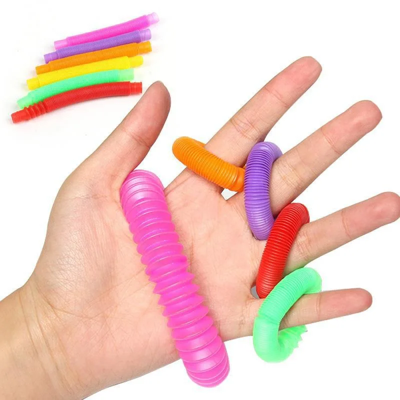 9 PCS Mini Pop Tube Children's Sensory Toy Creative Magical Plastic Bellows Squeeze Foldable Fidget Stress Relief Toy 1.2cm