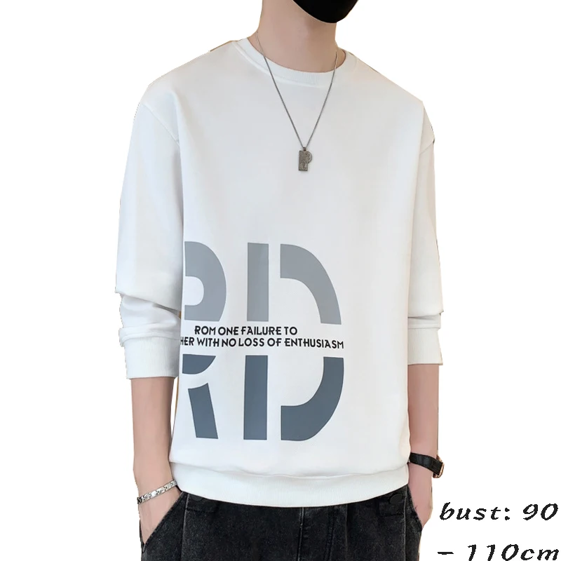 High quality sweatshirts for men long sleeve letter print pullover new spring autumn 2024 tending clothing - black white grey