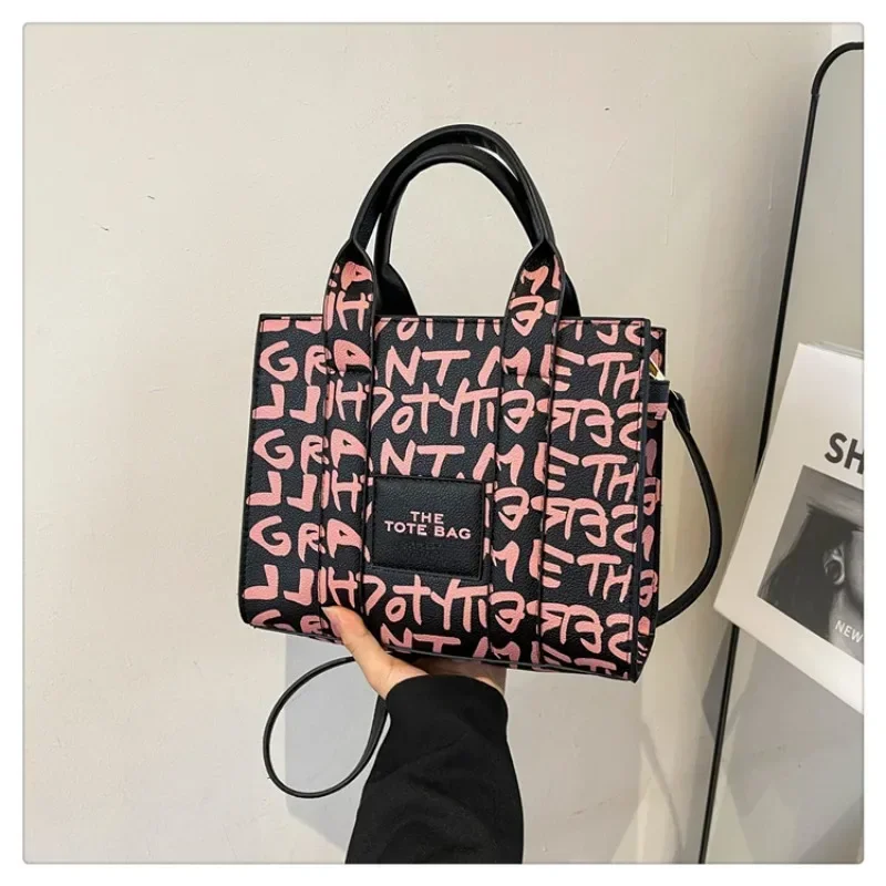 Bolso de mano de Graffiti creativo para mujer, bolso cruzado con letras de mano, personalidad de moda, un solo hombro, oblicuo