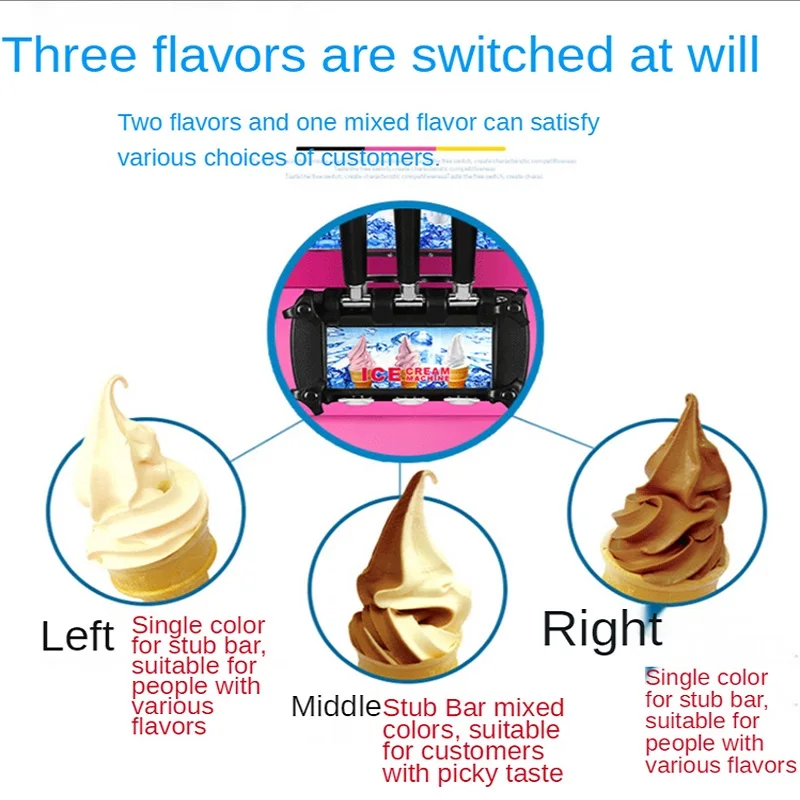 Volautomatische 18L/H zachte, op maat gemaakte ijsmachine met kleine capaciteit en 3 smaken