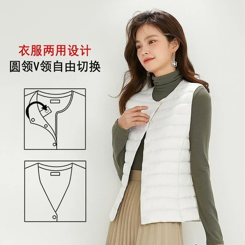 Ultralight Down Vest Coat Women's 2024 New Sleeveless Jacket Female White Duck Down Waistcoat Ladies Warm Puffer Jackets Outwear