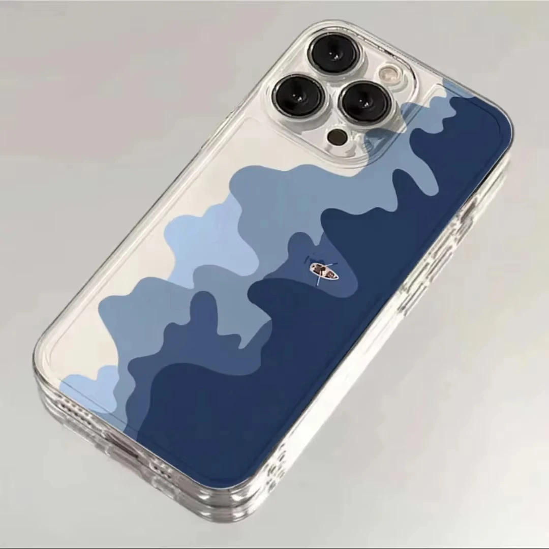 Etui na telefon Lonely Sea Boat do iPhone'a 16 15 14 13 12 11 Pro XS MAX 7 XR 8 7 Plus Clear Cover Fundas