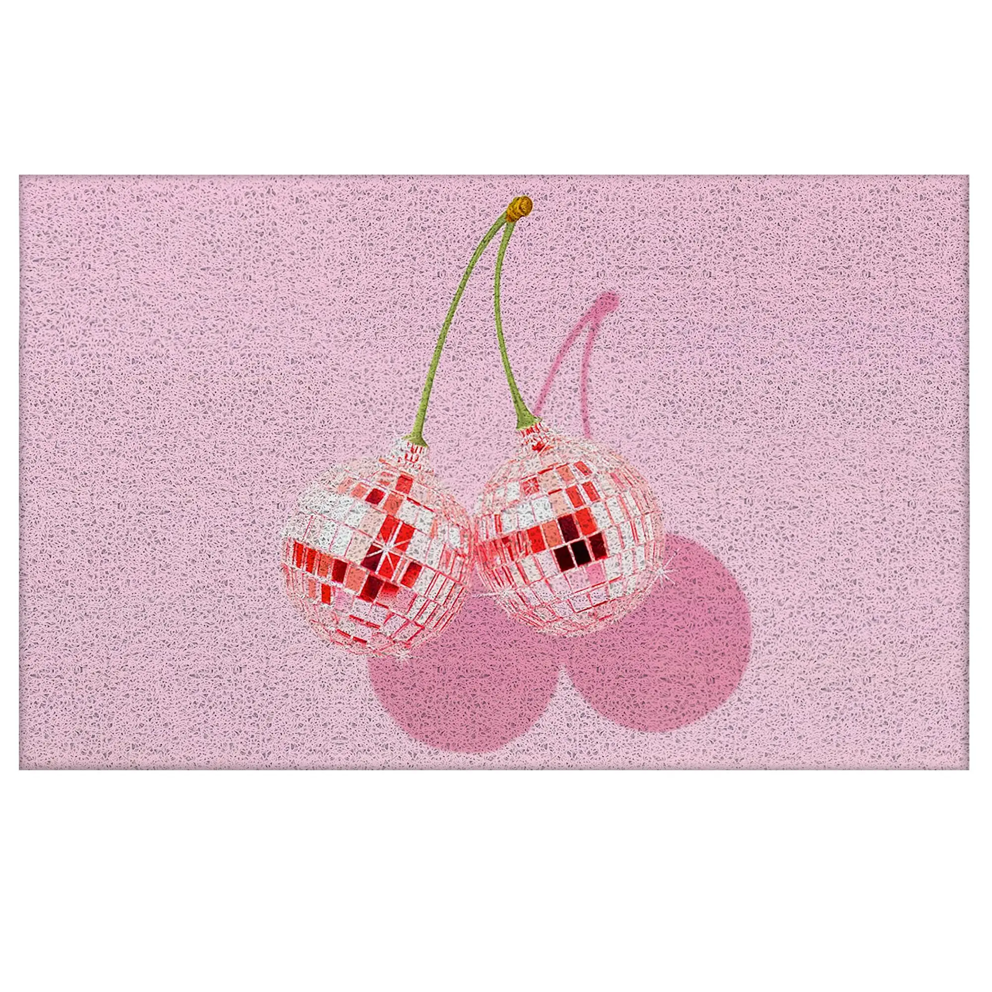 

Cute Pink Cherries PVC Doormat Welcome Mat Entrance Rug Hallway Mat Doormat Cuttable Welcome Entrance Rug Hallway Mat