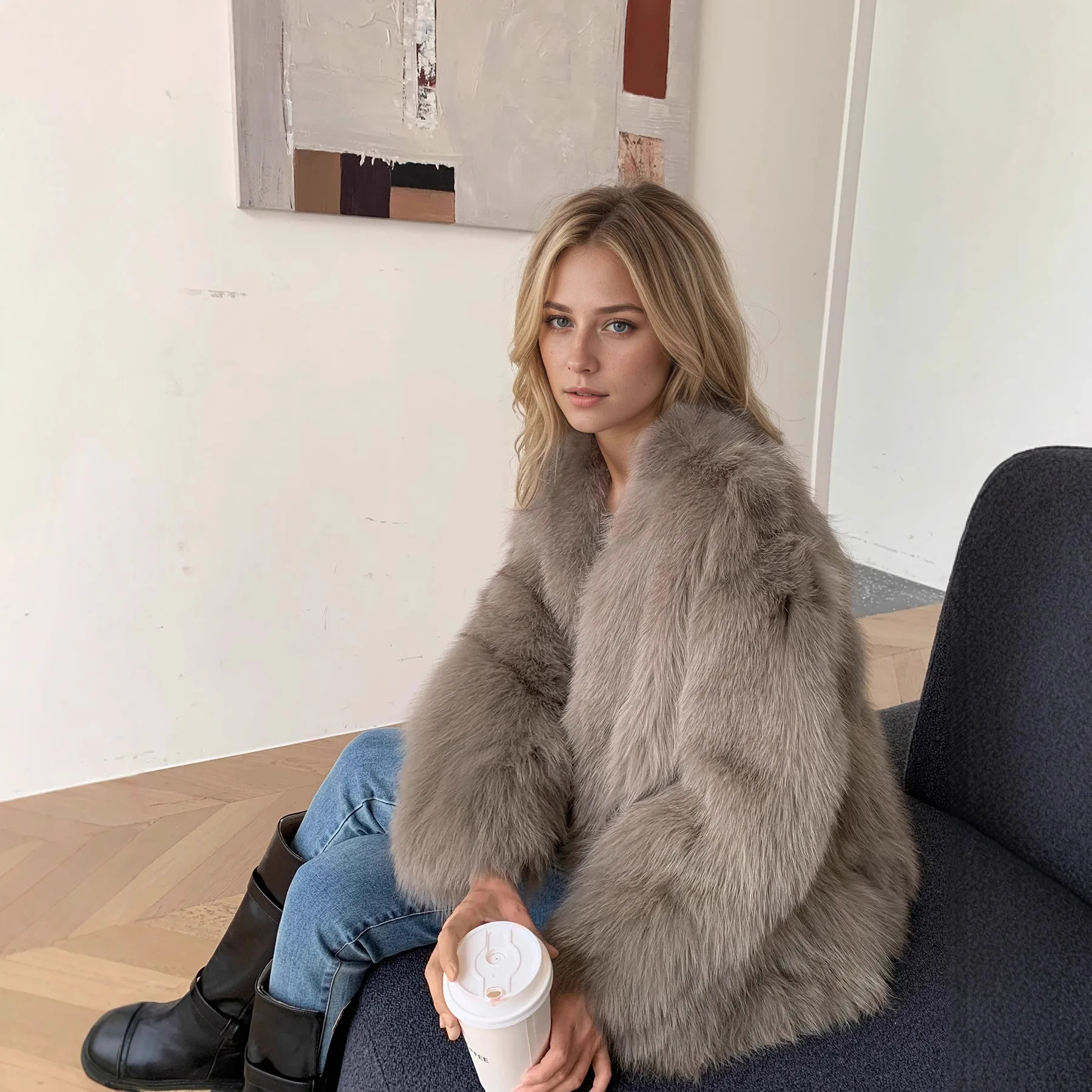 Faux Fur Hairy Coat Woman Warm Winter Fluffy Coat Women New Plush Jackets For Women Outerwears Luxury Women's Fox Fur Coats Tops 3