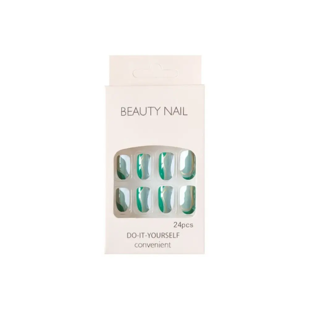 Press On Nails Full Cover French Oval False Nails Set Of 24_voghion.com