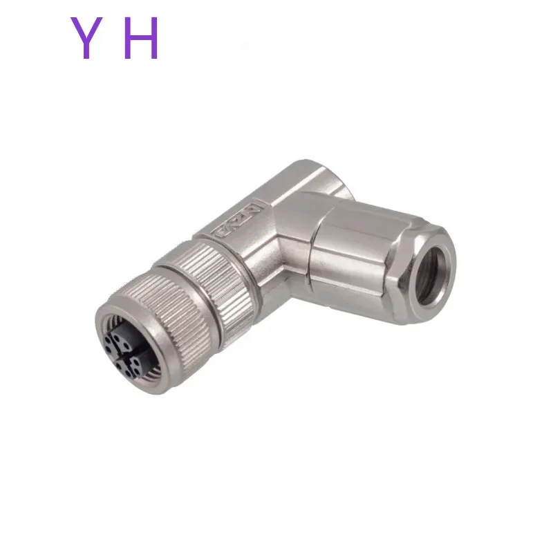 Metal Shell M12 X Type Coding Rivet Crimping PCB Panel Mount Male Plug Female Socket 8 Pin Waterproof Aviation Connector Adapter