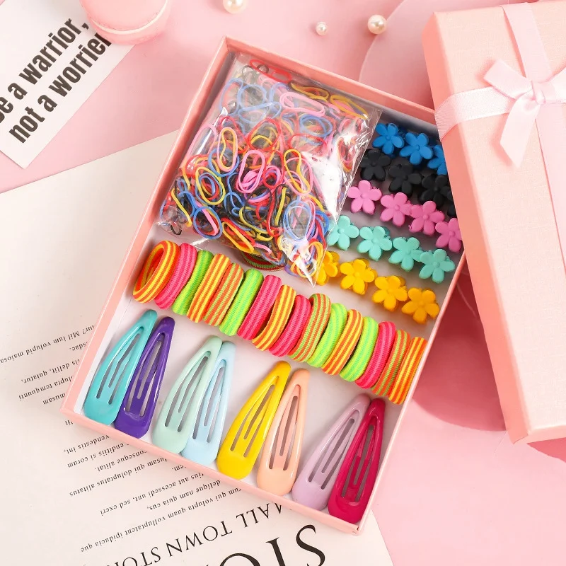 270/870Pcs Girls Hair Accessories Set Girls Colorful Hair Band Cute Flower Hairpins Children Headband Barrettes Kids Accessories