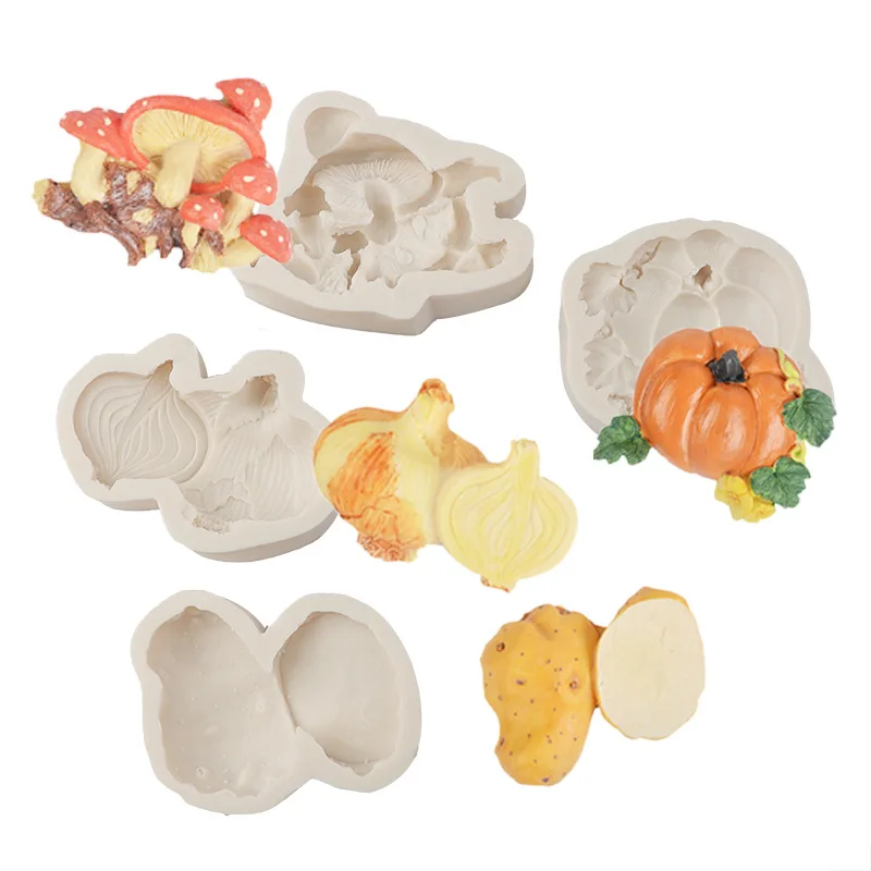 Mirosie Simulation Vegetable Series Silicone Molds Pea Mushroom Chili Chocolate Fondant Cake Mold Epoxy Resin Molds Cake Decor